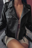 PU Leather Zipper Short Jacket