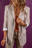 Chestnut Check Print Single Button Lapel Collar Blazer