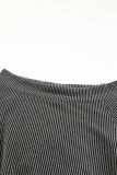 Gray Ribbed Knit Off-Shoulder Balloon Sleeve Top