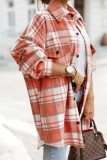 Red Sky Blue Plaid Flap Pocket Long Sleeve Shacket