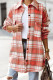 Red Sky Blue Plaid Flap Pocket Long Sleeve Shacket