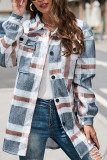 Grey Plaid Print Button Up Shacket