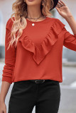 Plain Ruffles Splicing Long Sleeves Top