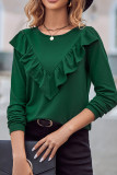 Plain Ruffles Splicing Long Sleeves Top