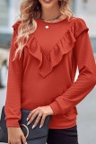 Plain Ruffles Splicing Long Sleeves Top