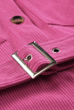 Rose Corduroy Long Sleeve Button up Shirt Dress with Belt