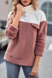 Button Down Color Block Sharpa Sweatshirt