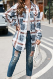 Grey Plaid Print Button Up Shacket