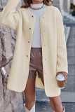 Plain Crew Neck Snap Button Fleece Jacket