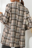 Apricot Plaid Lapel Collar Bazer