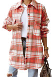 Red Sky Blue Plaid Flap Pocket Long Sleeve Shacket