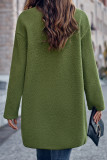 Plain Crew Neck Snap Button Fleece Jacket