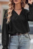 Drawstring Puff Sleeves Plain Top