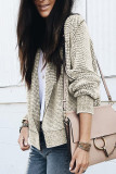 Apricot Plaid Contrast Trim Open Front Cardigan