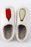 Milk Bottle Knit Fluffy Slippers