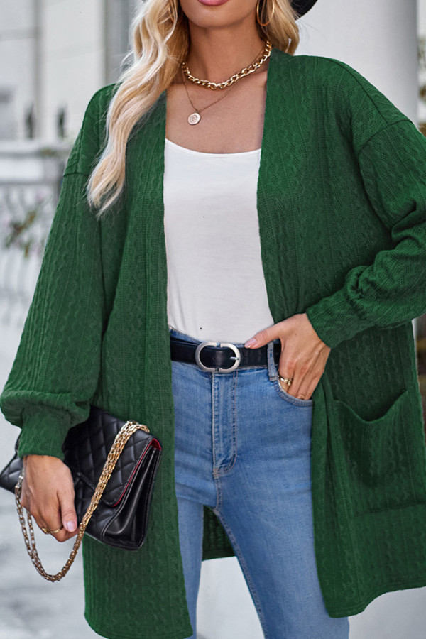 Front Open Cable Knit Cardigan