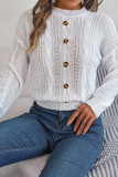 Plain Buttoned Cable Knit Sweater