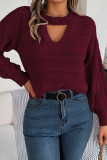 Plain Cut Out V Neck Cable Knit Sweater