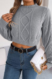 Plain Cable Knit Crop Sweater