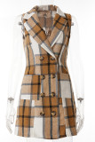 Sleeveless Plaid Button Coat