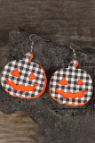 Plaid Pumpkin Leather Earrings
