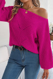 Off Shoulder Lantern Sleeves Knitting Sweater