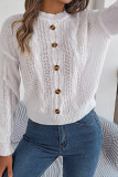 Plain Buttoned Cable Knit Sweater