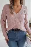 Cable Knit V Neck Pullover Sweater