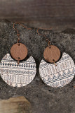 Aztec Moon Shape Wood Earrings