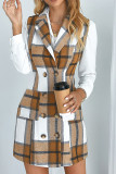 Sleeveless Plaid Button Coat