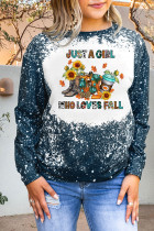 Autumn Western Fall Vibes Bleached Print Plus Size Top