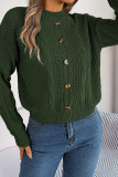Plain Buttoned Cable Knit Sweater