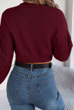 Plain Cable Knit Crop Sweater