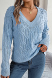 Cable Knit V Neck Pullover Sweater