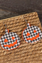 Plaid Pumpkin Leather Earrings