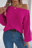 Off Shoulder Lantern Sleeves Knitting Sweater