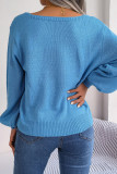 Plain Square Neck Cable Knit Sweater