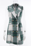 Sleeveless Plaid Button Coat