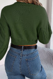 Plain Cable Knit Crop Sweater
