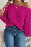 Off Shoulder Lantern Sleeves Knitting Sweater