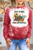 Autumn Western Fall Vibes Bleached Print Plus Size Top
