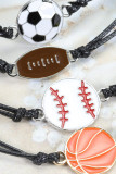 Baseball Metal Pendant Cord Bracelet MOQ 5pcs