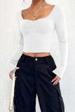 Plain Smocked Short Split Hem Top
