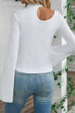 White Side Cut Flare Sleeves Top