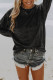 Gray Mineral Washed Expose Seam Waffle Long Sleeve Top