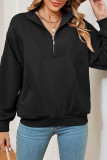 Plain Zipper Down Pullover Sweatshirt