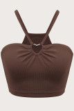 Sleeveless Spaghetti Knitting Crop Top