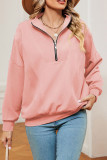 Plain Zipper Down Pullover Sweatshirt