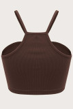 Sleeveless Spaghetti Knitting Crop Top