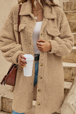 Plain Button Up Sherpa Jacket